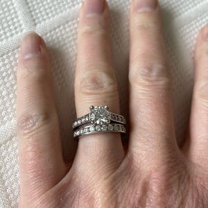 Sterling silver moissanite bridal set size 6